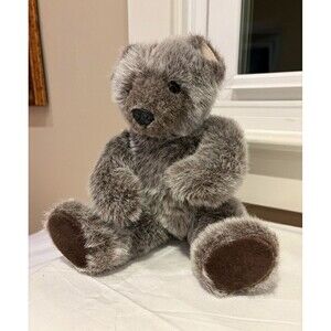 Little Folk Gray Plush Teddy Bear Brown Eyes Made in England Single Unit